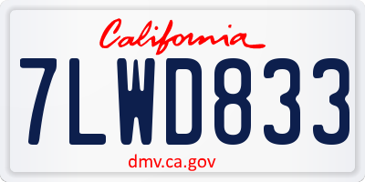 CA license plate 7LWD833