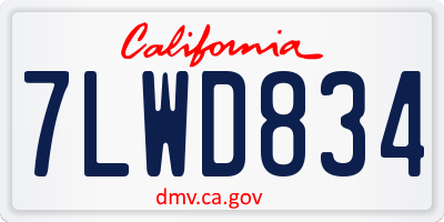 CA license plate 7LWD834