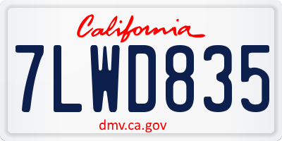 CA license plate 7LWD835