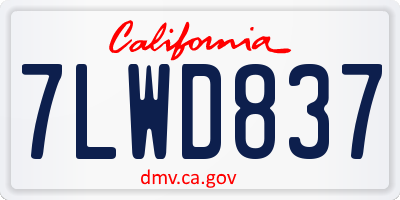 CA license plate 7LWD837