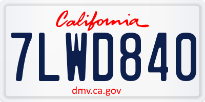 CA license plate 7LWD840