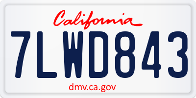 CA license plate 7LWD843