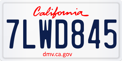 CA license plate 7LWD845