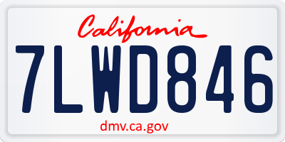CA license plate 7LWD846