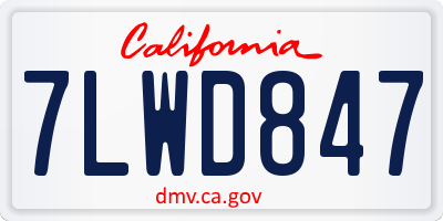 CA license plate 7LWD847