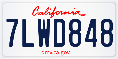 CA license plate 7LWD848