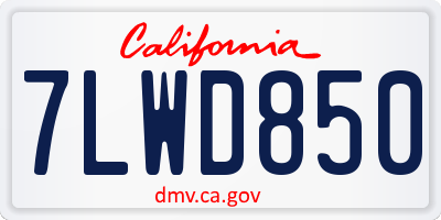 CA license plate 7LWD850