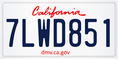 CA license plate 7LWD851
