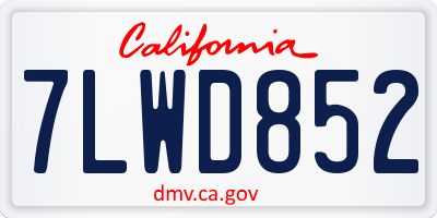 CA license plate 7LWD852