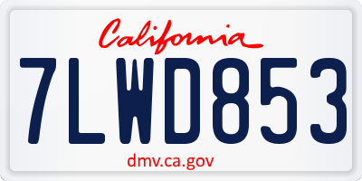 CA license plate 7LWD853