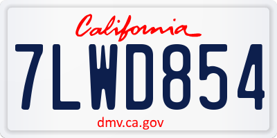 CA license plate 7LWD854