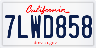 CA license plate 7LWD858