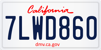 CA license plate 7LWD860