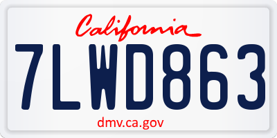 CA license plate 7LWD863