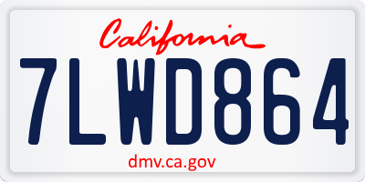 CA license plate 7LWD864