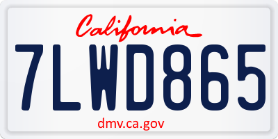 CA license plate 7LWD865