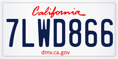 CA license plate 7LWD866