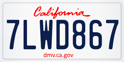 CA license plate 7LWD867