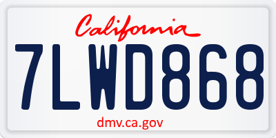 CA license plate 7LWD868