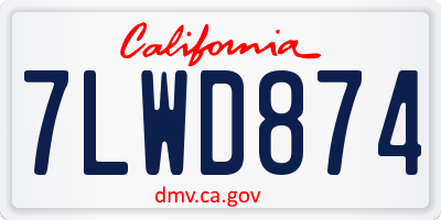 CA license plate 7LWD874