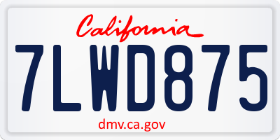 CA license plate 7LWD875