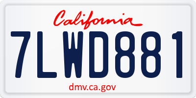 CA license plate 7LWD881