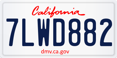 CA license plate 7LWD882