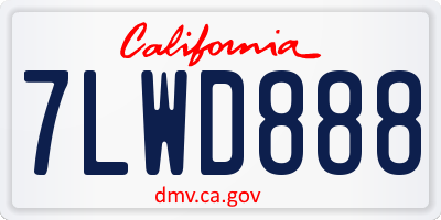 CA license plate 7LWD888