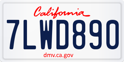 CA license plate 7LWD890