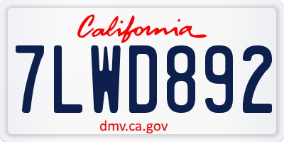 CA license plate 7LWD892