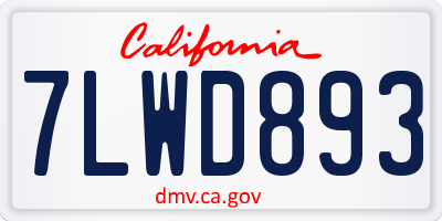 CA license plate 7LWD893