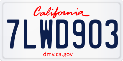 CA license plate 7LWD903