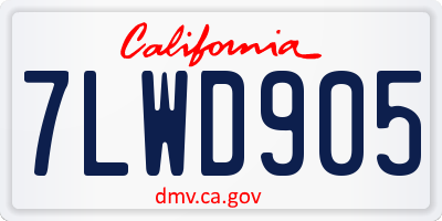 CA license plate 7LWD905