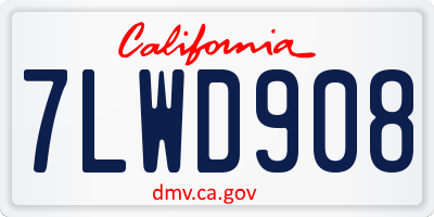 CA license plate 7LWD908