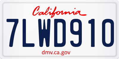 CA license plate 7LWD910