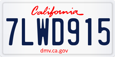 CA license plate 7LWD915
