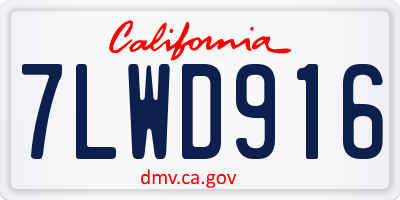 CA license plate 7LWD916