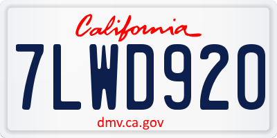 CA license plate 7LWD920