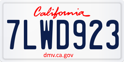 CA license plate 7LWD923