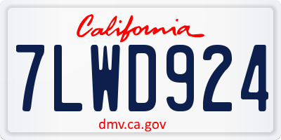 CA license plate 7LWD924