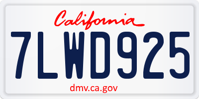 CA license plate 7LWD925