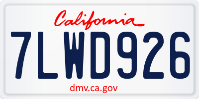 CA license plate 7LWD926