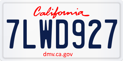 CA license plate 7LWD927