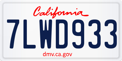 CA license plate 7LWD933