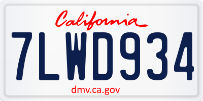 CA license plate 7LWD934