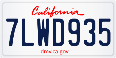 CA license plate 7LWD935