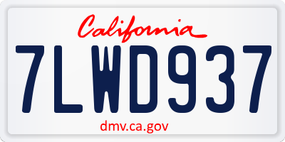 CA license plate 7LWD937