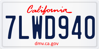 CA license plate 7LWD940