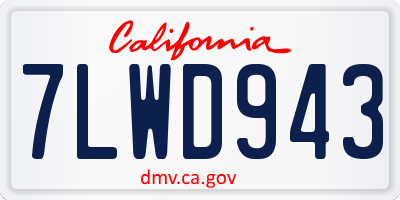 CA license plate 7LWD943