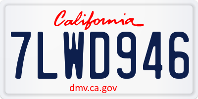 CA license plate 7LWD946